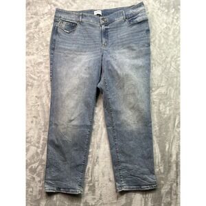Lane Bryant Womens Plus Sz 24 Blue Jeans Flex Majic High Raise Straight Faded